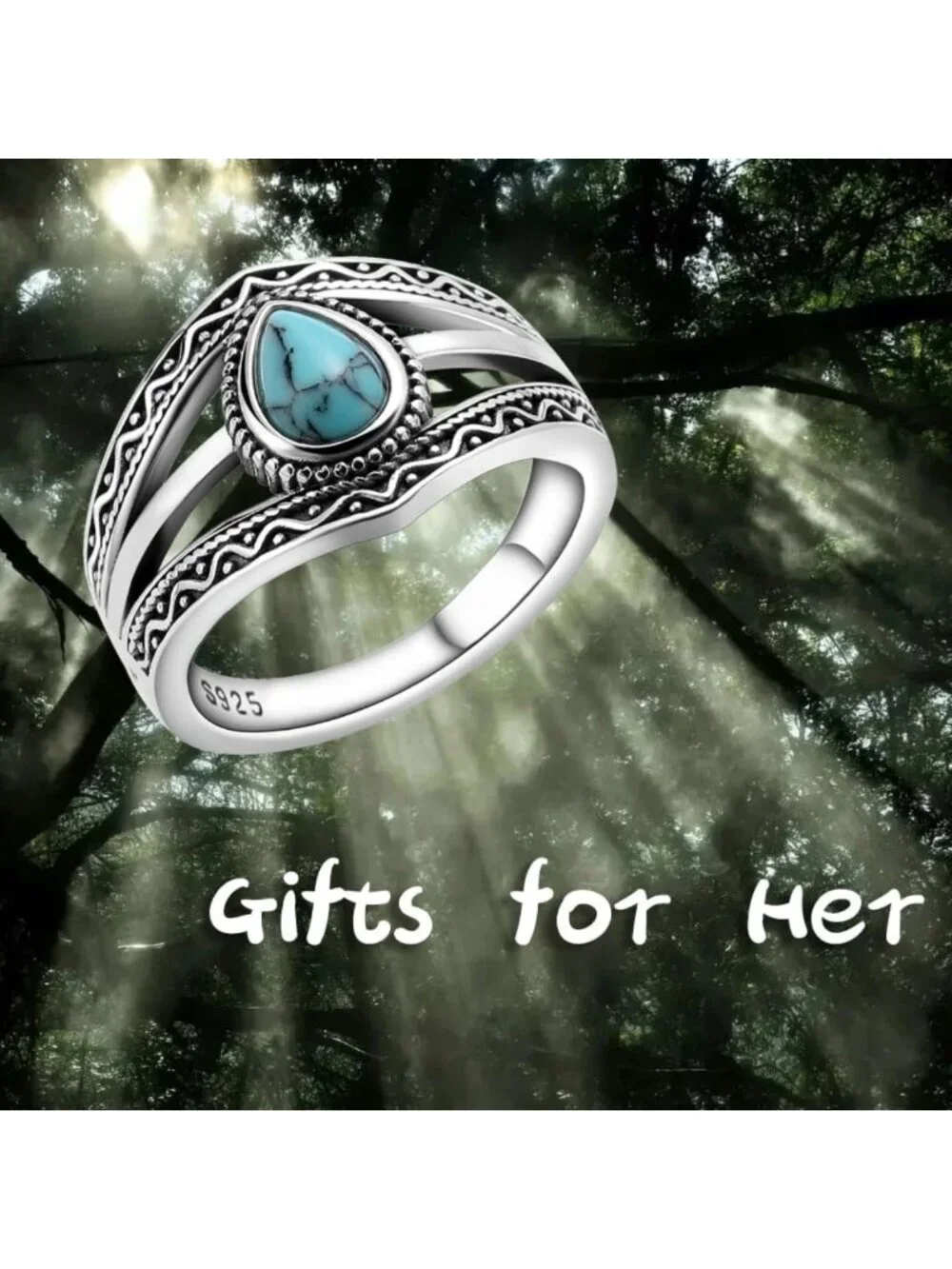 Boho Turquoise Statement Ring for Women | Sterling Silver Western Jewelry Gift